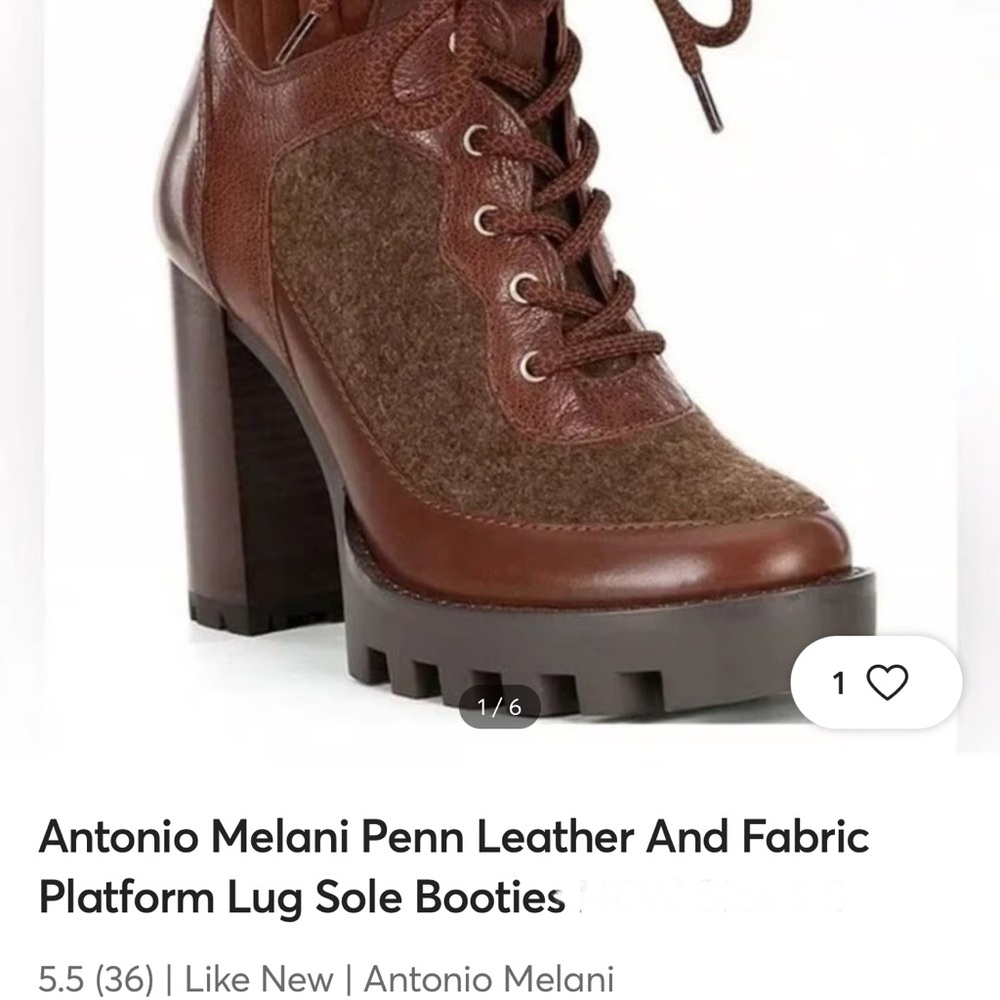 ANTONIO MELANI Brown Leather and Fabric Heeled Boots 3.5 inch heel